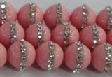 CSB1507 15.5 inches 10mm round shell pearl with rhinestone beads