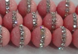CSB1508 15.5 inches 12mm round shell pearl with rhinestone beads