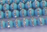 CSB1510 15.5 inches 6mm round shell pearl with rhinestone beads