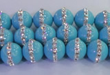 CSB1511 15.5 inches 8mm round shell pearl with rhinestone beads
