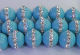 CSB1512 15.5 inches 10mm round shell pearl with rhinestone beads