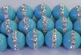 CSB1513 15.5 inches 12mm round shell pearl with rhinestone beads