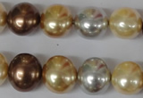 CSB155 15.5 inches 12*15mm – 13*16mm oval mixed color shell pearl beads