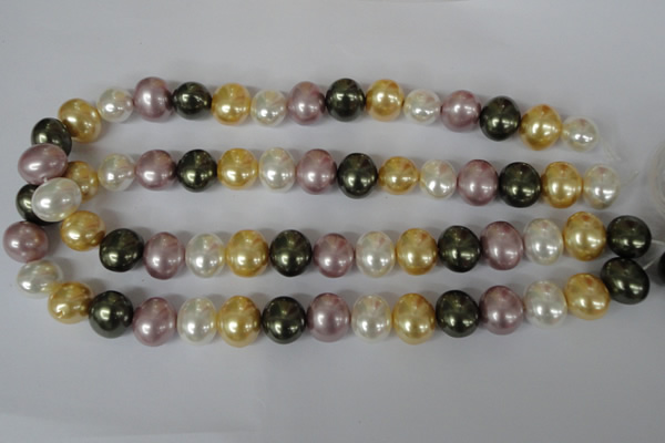 CSB156 15.5 inches 12*15mm – 13*16mm oval mixed color shell pearl beads