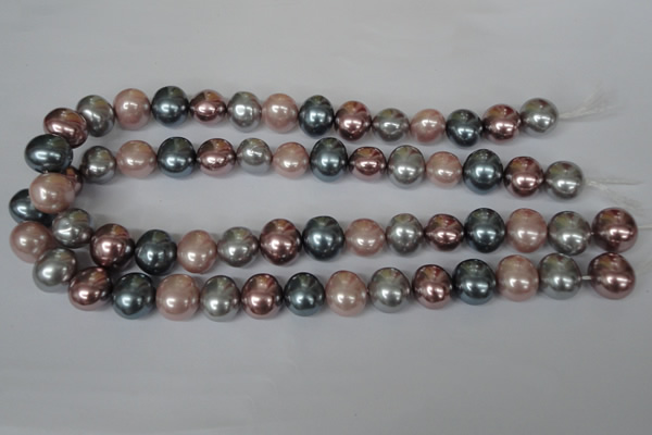CSB159 15.5 inches 12*15mm – 13*16mm oval mixed color shell pearl beads