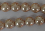 CSB180 15.5 inches 12mm flat round shell pearl beads wholesale