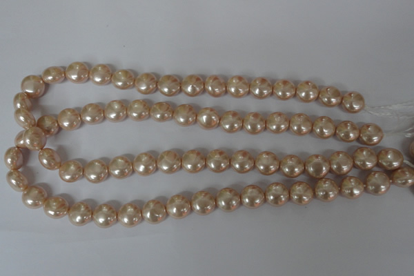 CSB180 15.5 inches 12mm flat round shell pearl beads wholesale
