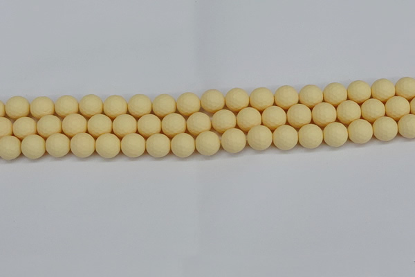 CSB1801 15.5 inches 6mm faceetd round matte shell pearl beads