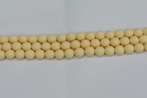 CSB1802 15.5 inches 8mm faceetd round matte shell pearl beads