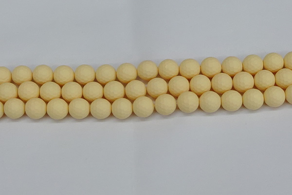 CSB1803 15.5 inches 10mm faceetd round matte shell pearl beads