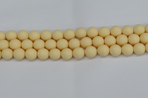 CSB1804 15.5 inches 12mm faceetd round matte shell pearl beads
