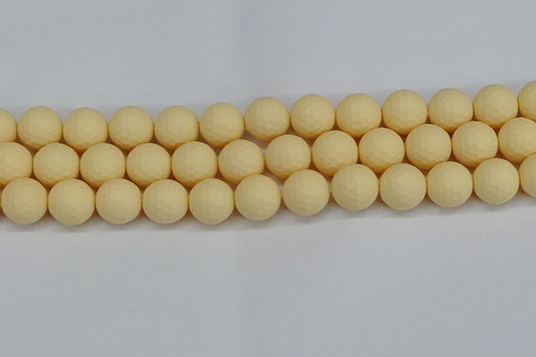 CSB1805 15.5 inches 14mm faceetd round matte shell pearl beads