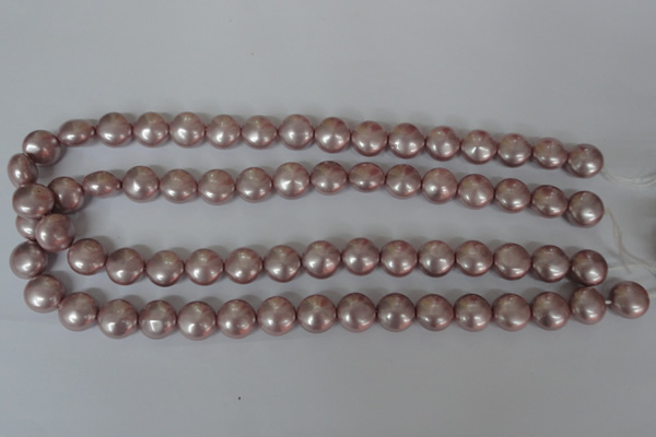 CSB181 15.5 inches 12mm flat round shell pearl beads wholesale
