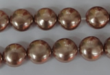 CSB182 15.5 inches 12mm flat round shell pearl beads wholesale