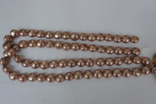 CSB182 15.5 inches 12mm flat round shell pearl beads wholesale