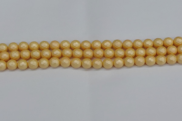 CSB1822 15.5 inches 8mm faceetd round matte shell pearl beads
