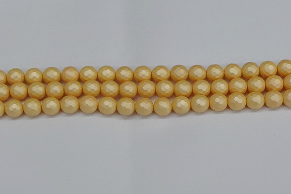 CSB1823 15.5 inches 10mm faceetd round matte shell pearl beads