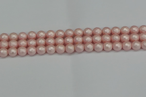 CSB1833 15.5 inches 10mm faceetd round matte shell pearl beads