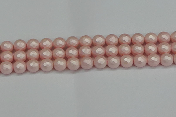 CSB1835 15.5 inches 14mm faceetd round matte shell pearl beads