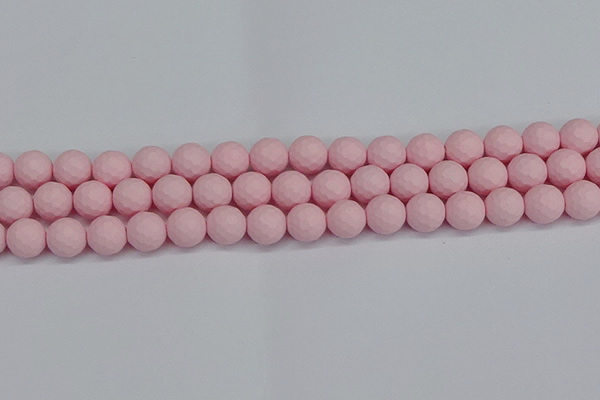 CSB1842 15.5 inches 8mm faceetd round matte shell pearl beads