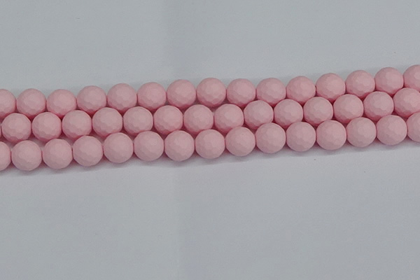 CSB1843 15.5 inches 10mm faceetd round matte shell pearl beads