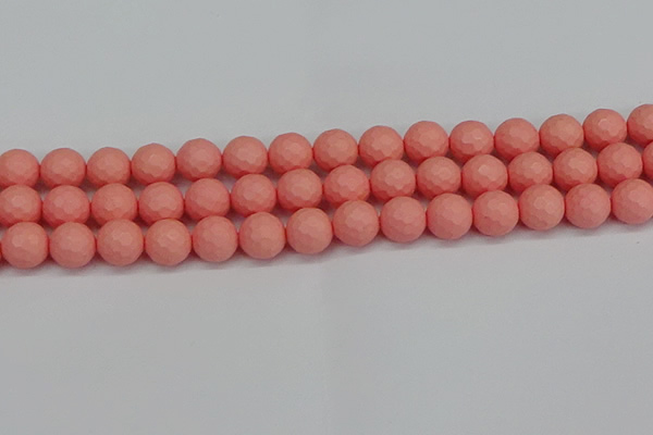 CSB1853 15.5 inches 10mm faceetd round matte shell pearl beads