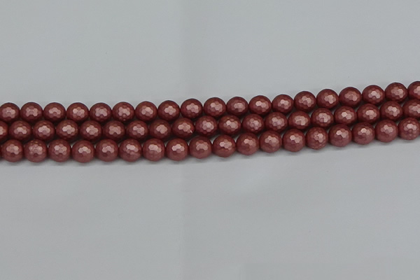 CSB1861 15.5 inches 6mm faceetd round matte shell pearl beads