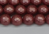 CSB1862 15.5 inches 8mm faceetd round matte shell pearl beads