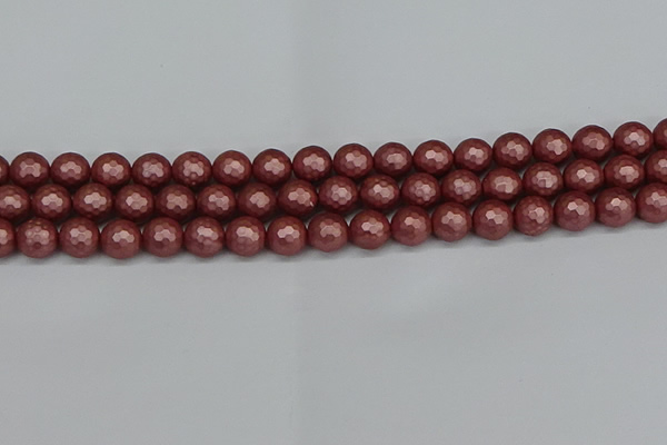 CSB1862 15.5 inches 8mm faceetd round matte shell pearl beads