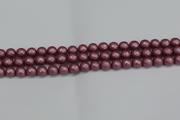 CSB1871 15.5 inches 6mm faceetd round matte shell pearl beads