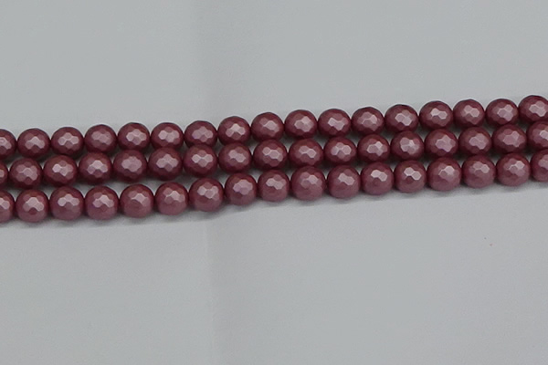 CSB1872 15.5 inches 8mm faceetd round matte shell pearl beads