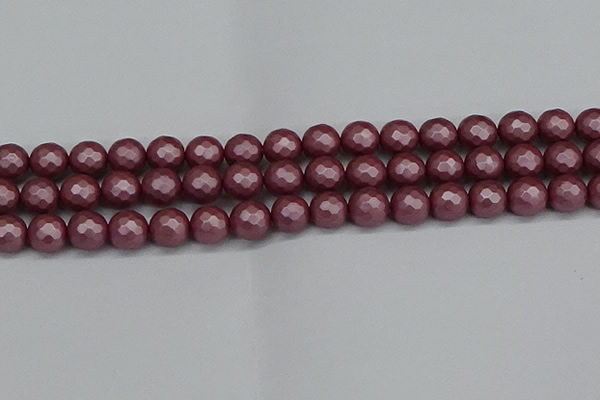 CSB1873 15.5 inches 10mm faceetd round matte shell pearl beads