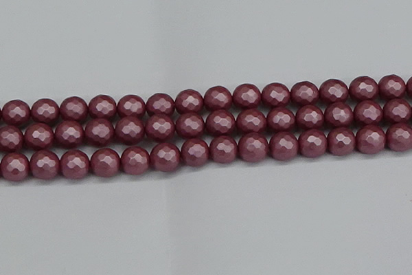 CSB1874 15.5 inches 12mm faceetd round matte shell pearl beads