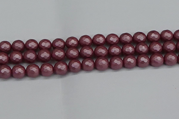CSB1875 15.5 inches 14mm faceetd round matte shell pearl beads