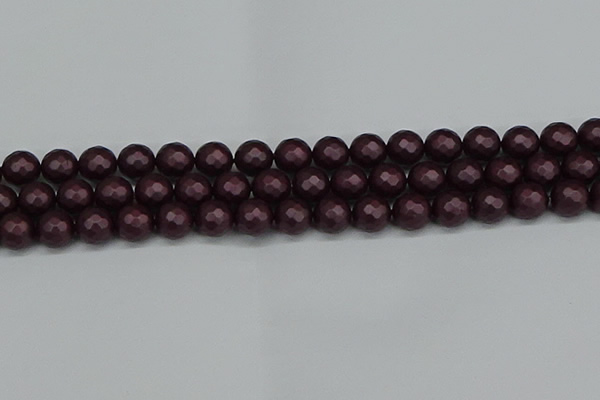 CSB1882 15.5 inches 8mm faceted round matte shell pearl beads