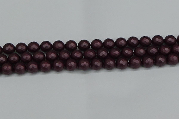 CSB1883 15.5 inches 10mm faceted round matte shell pearl beads