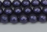 CSB1891 15.5 inches 6mm faceted round matte shell pearl beads