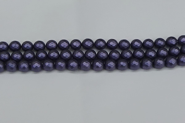 CSB1893 15.5 inches 10mm faceted round matte shell pearl beads