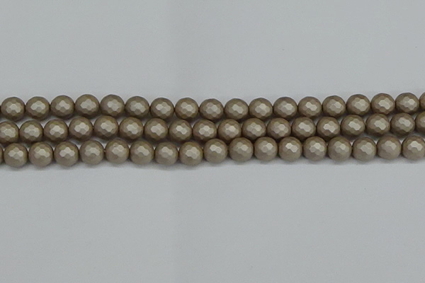 CSB1903 15.5 inches 10mm faceted round matte shell pearl beads