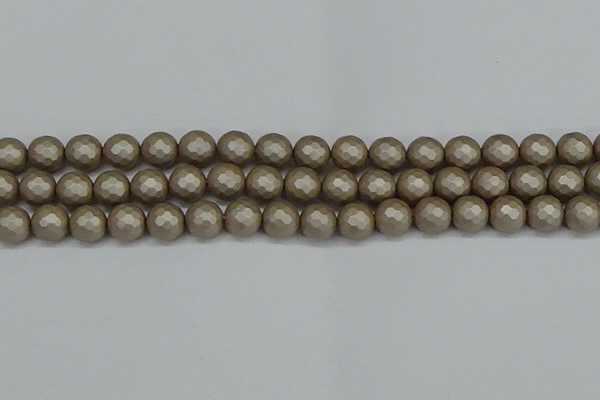 CSB1904 15.5 inches 12mm faceted round matte shell pearl beads
