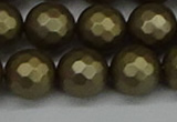 CSB1914 15.5 inches 12mm faceted round matte shell pearl beads