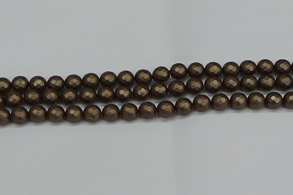 CSB1923 15.5 inches 10mm faceted round matte shell pearl beads