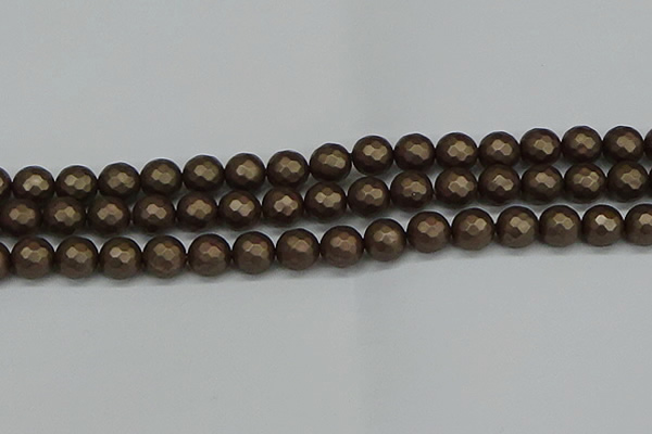 CSB1924 15.5 inches 12mm faceted round matte shell pearl beads