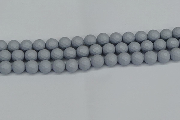 CSB1934 15.5 inches 12mm faceted round matte shell pearl beads