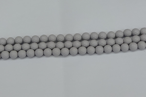 CSB1942 15.5 inches 8mm faceted round matte shell pearl beads