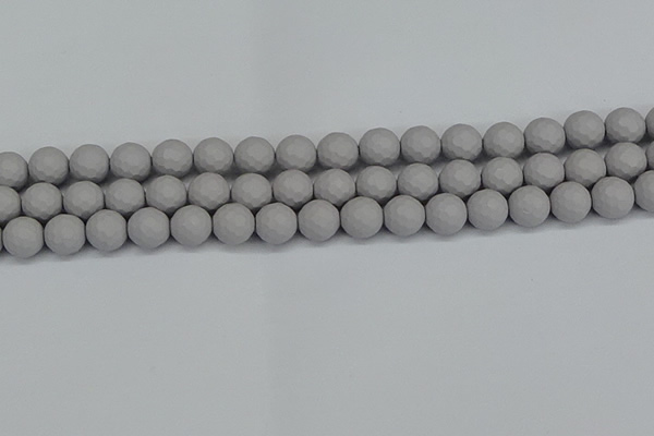 CSB1943 15.5 inches 10mm faceted round matte shell pearl beads
