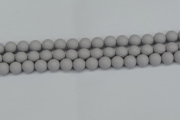 CSB1944 15.5 inches 12mm faceted round matte shell pearl beads