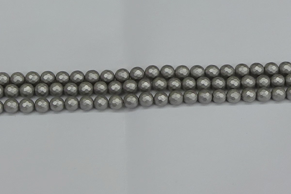 CSB1951 15.5 inches 6mm faceted round matte shell pearl beads
