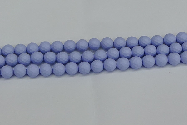 CSB1962 15.5 inches 8mm faceted round matte shell pearl beads