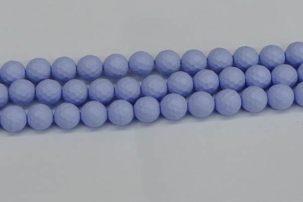 CSB1965 15.5 inches 14mm faceted round matte shell pearl beads
